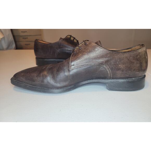 SANTONI Italy Made Brown Leather Dress Shoes 11 D| Sophisticate Preppy Old Money main image 7